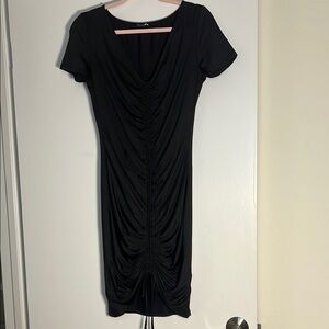 Fashion Nova Black Ruched Dress